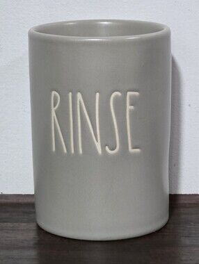 Rae Dunn Gray Ceramic RINSE Bathroom Tumbler